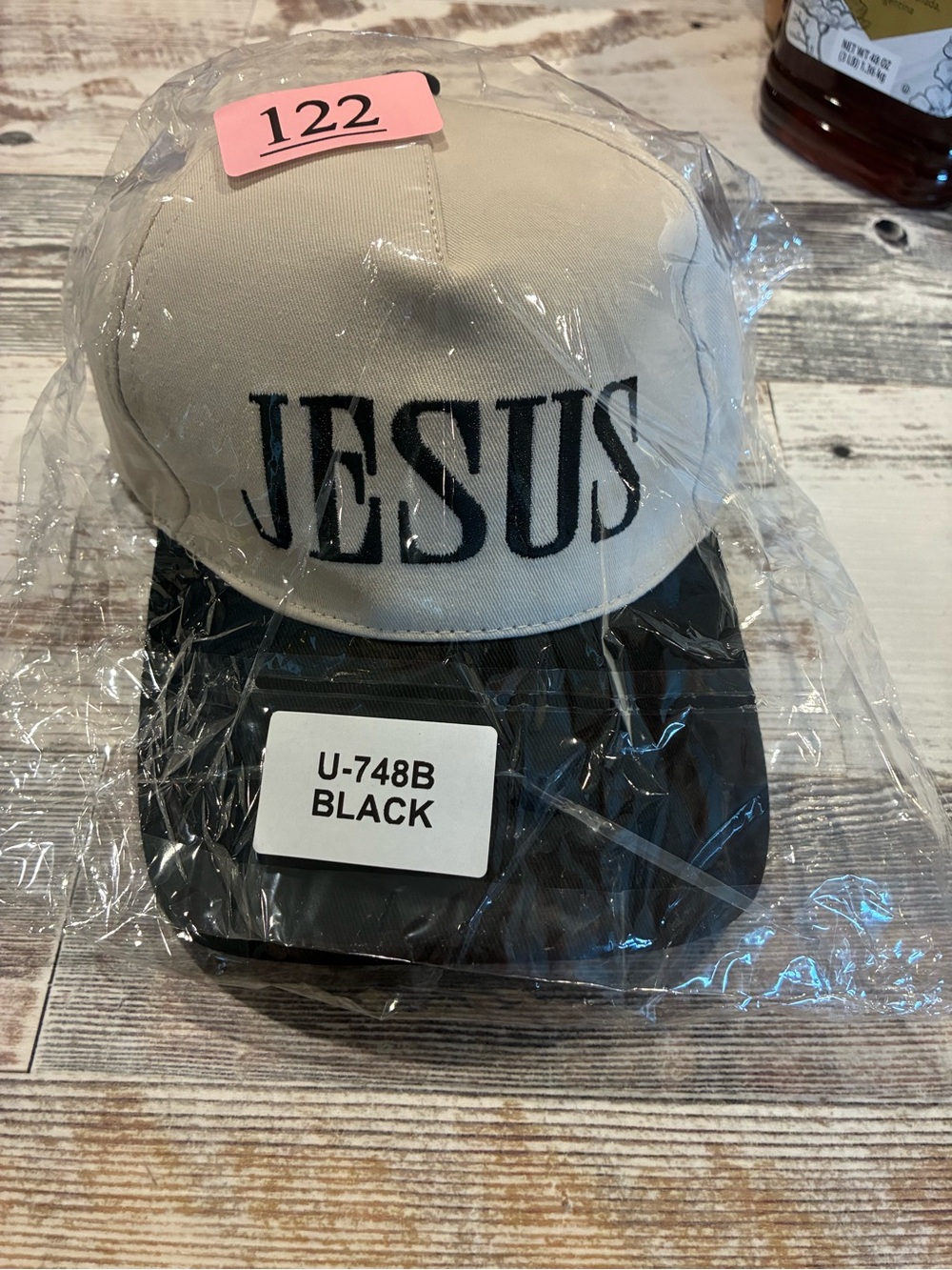 Zenana Outfitters Two-Tone 'JESUS' Baseball Cap — Cream & Black